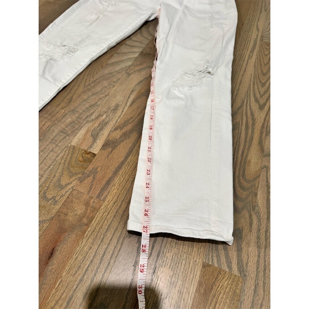 7 For All Mankind Jeans Womens Size 29 White Distressed Skinny Boyfriend - Picture 4 of 14